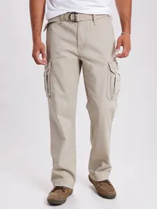 Survivor Cargo Pants for Men Relaxed Pants – Cotton Twill Vintage Wash Utility Workwear Trousers with Belt, Multi-Pocket Everyday Streetwear Pants