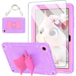 for  Galaxy Tab A9 Plus 11 inch with Screen Protector, Kickstand, Stand,  Strap, Cute Rugged Tablet Cover for  Girls for Galaxy Tab A9+ (SM-X210/X216/X218)  Purple