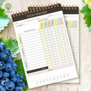 Food Tracker Planner, 1 Count Double-sided Spiral Bound Food Log for Diet & Nutrition, Daily Planner, Healthy Diet Plan Book