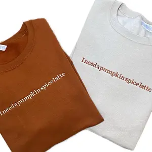 I need a Pumpkin Spice Latte Embroidered Sweatshirt | Sweaters  Stylish Embroidery Hoodie Tops Pullover, Crewneck