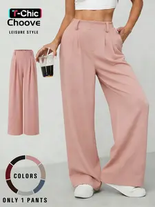Women's Casual Loose Fit Wide Leg Pants, Casual Street Trousers, Casual Chic Trousers, Casual Comfy Trousers, Waffle Texture Fabric, Pockets, Elastic Waist, All Seasons, Comfortable and Stylish, Casual Chic Bottoms