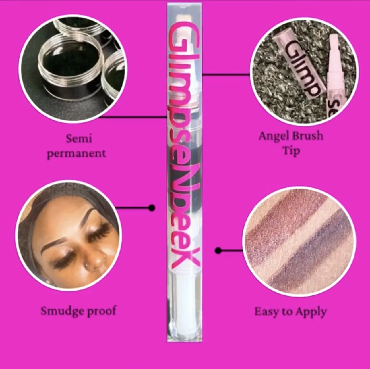 GlimpseNpeek Semi-Permanent Eyebrow Tint Pen for Fuller Defined Brows Waterproof Smudge-Proof Angel Tip Easy Application