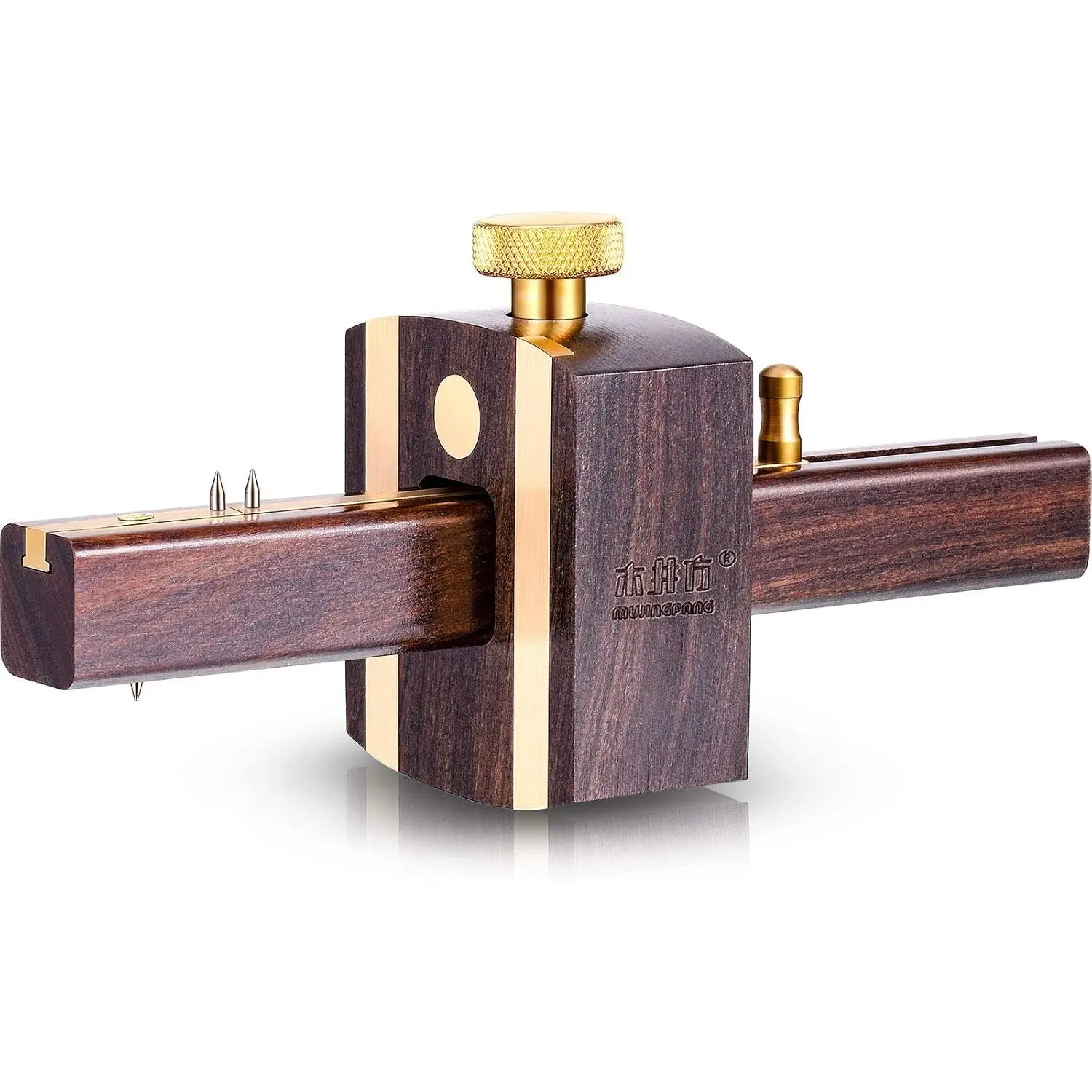 6.4 In Woodworking Marking Gauge - Ebony Mortise Square Gauge with Brass Screw Adjustable Head, Sliding Mark Scraper, Carpentry Measuring Tool & Home Supplies Accessory, 6.4 Inches