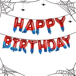 Spider Boy Birthday Party Supplies Spider Theme Happy Birthday Banner Spider Hero Party Decorations Red and Blue Balloons Letters