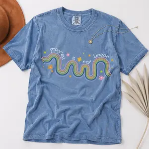 Comfort Colors Progress Is Not Linear T-Shirt, Teacher Tee, Back to School Kindergarten Shirt, Inspirational School Shirt for Educators Graphic Print - TrendWear USA