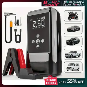 5-In-1 Car Jump Starter, 150psi Tire Inflator, LED Lighting, LCD Display, Smart Anti-Reversed Clip, Ideal Christmas Gift, Car Essentials