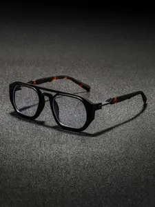 Men's New PC Flat Top Dual Beam High-End Polygon Fashion Glasses, Simple Punk Style Trendy Versatile Eyewear, Stylish Sunglasses