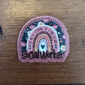 Social Worker Acrylic Add On for Badge Reel - Sticker & Velcro Adhesive for Easy Swapping supplier