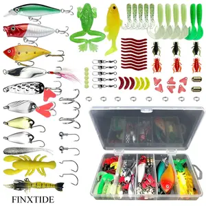 FINXTIDE 78PCS Fishing Topwater Lures Torpedo Fishing Lures Kit for Freshwater Soft Plastic Lures Fishing Accessories Tackle Boxes Fishing Spoons Swimbaits Minnow Popper Crankbait VIB Aqua Snap Lure Tool for Dealsforyoudays