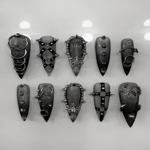 Handmade Gothic Metal Stud Press On Nails