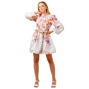 Luisa White Floral Print Mini Dress