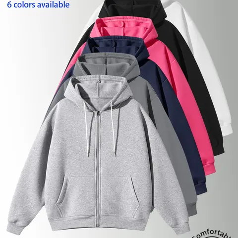 2-pack: men’s hooded cardigan sweatshirt, men’s sweatshirt. Soft, skin-friendly fabric with drawstring pockets, a loose fit that suits all body types, and a casual hooded long-sleeve jacket. Available in multiple colors; solid colors are versatile and sui