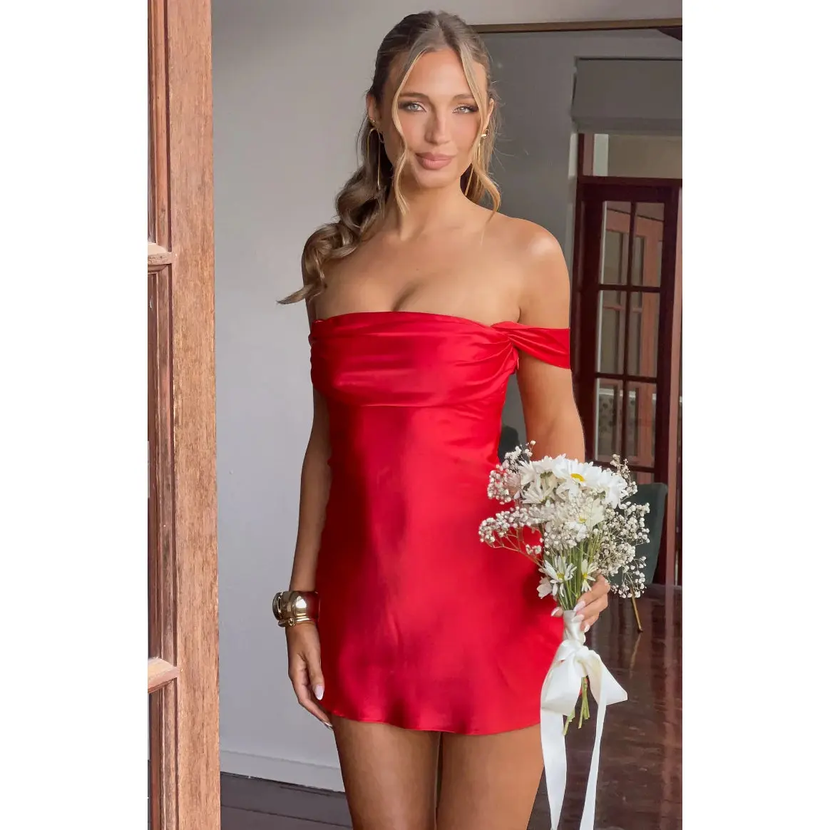 Zoella Red Off The Shoulder Mini Dress