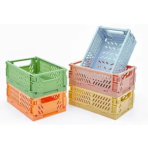 5 Pcs Collapsible Mini Storage Baskets - Stackable Plastic Desk Organizers for Home, Kitchen, Office & Bathroom