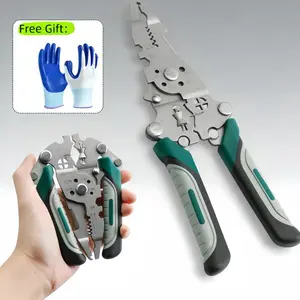 Multifunctional 18-in-1 Electrician Wire Stripper, Adjustable AWG6-16 Wire Cutting Crimping Pliers, Non-slip Grip Heavy Duty Wiring Hand Tool