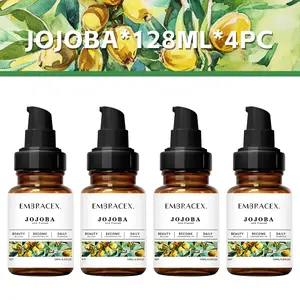 4pc 128ML Jojoba Oil Carrier Oil, Natural Plant Cold Pressed Base Oil, Pure Unscented Multi-Purpose Massage Care Oil, Skincare Haircare Body Oil
