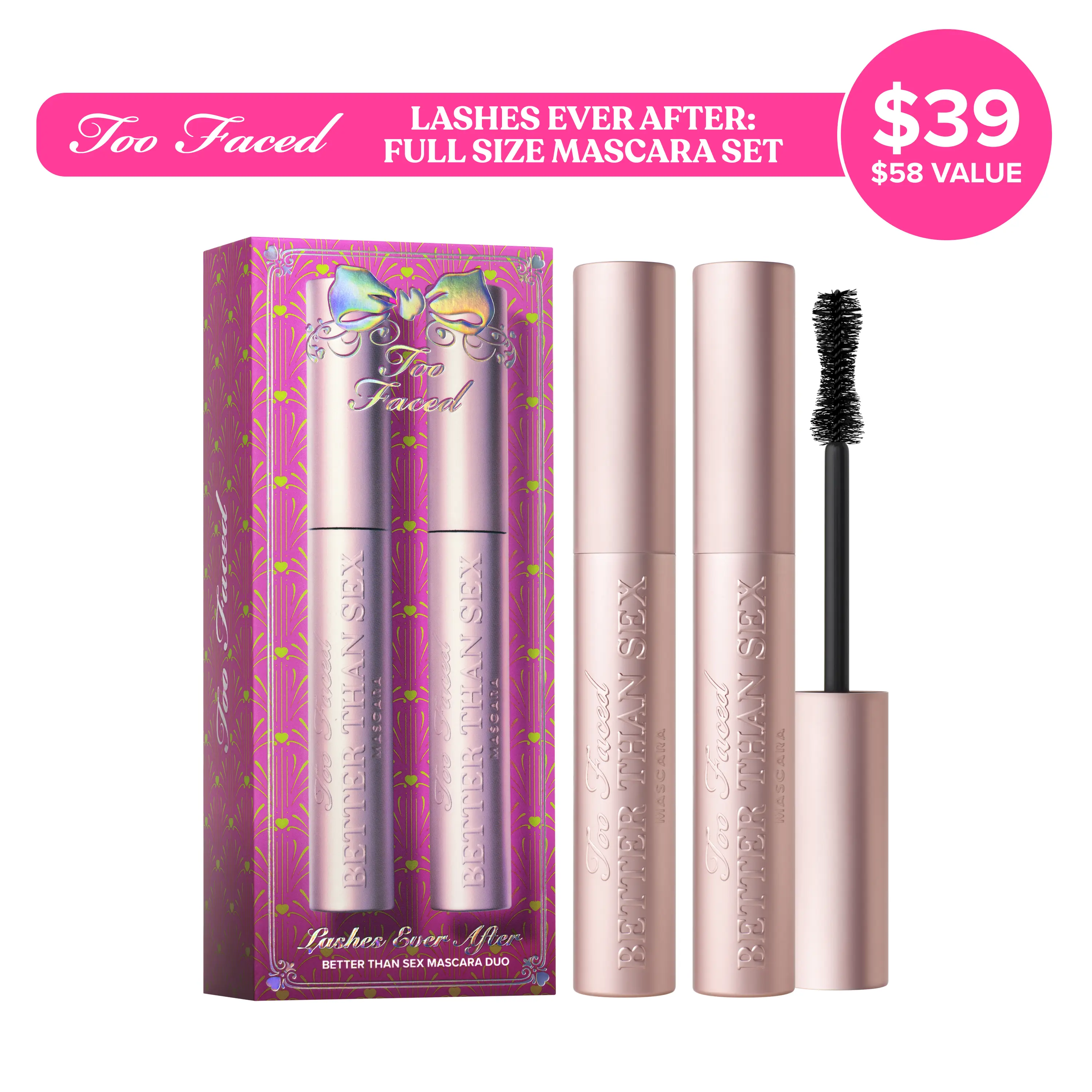 Too Faced Lashes Ever After: Full Size Volumizing Mascara Gift Set Too Faced Lashes Ever After: Full Size Volumizing Mascara Gift Set