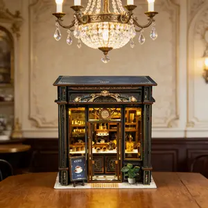 Crystal Coffee House Book Stand, DIY Mini Dollhouse Set for Adults & Teens, 3D Wooden Puzzle Bookshelf, Home Gift for Women & Booklovers