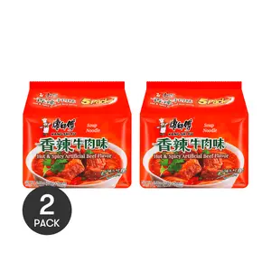 2Packs MASTER KONG Hot & Spicy Beef Ramen - Instant Noodles, 5 Packs* 3.66oz/Pack
