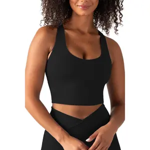 Active Sports Bra Tank Top for Women with Built-in Bra Racerback Removable Cups Low-Impact Yoga Gym UltraLuxe Fabric Breathable Racerback Full-Motion Fit