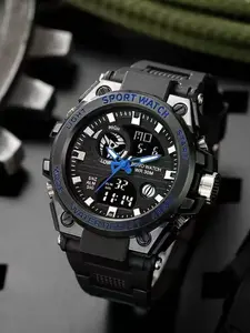 Fashion New Teenage Electronic Watch Men's High School Multifunctional Waterproof Night Glow Dual Display Wristwatch
