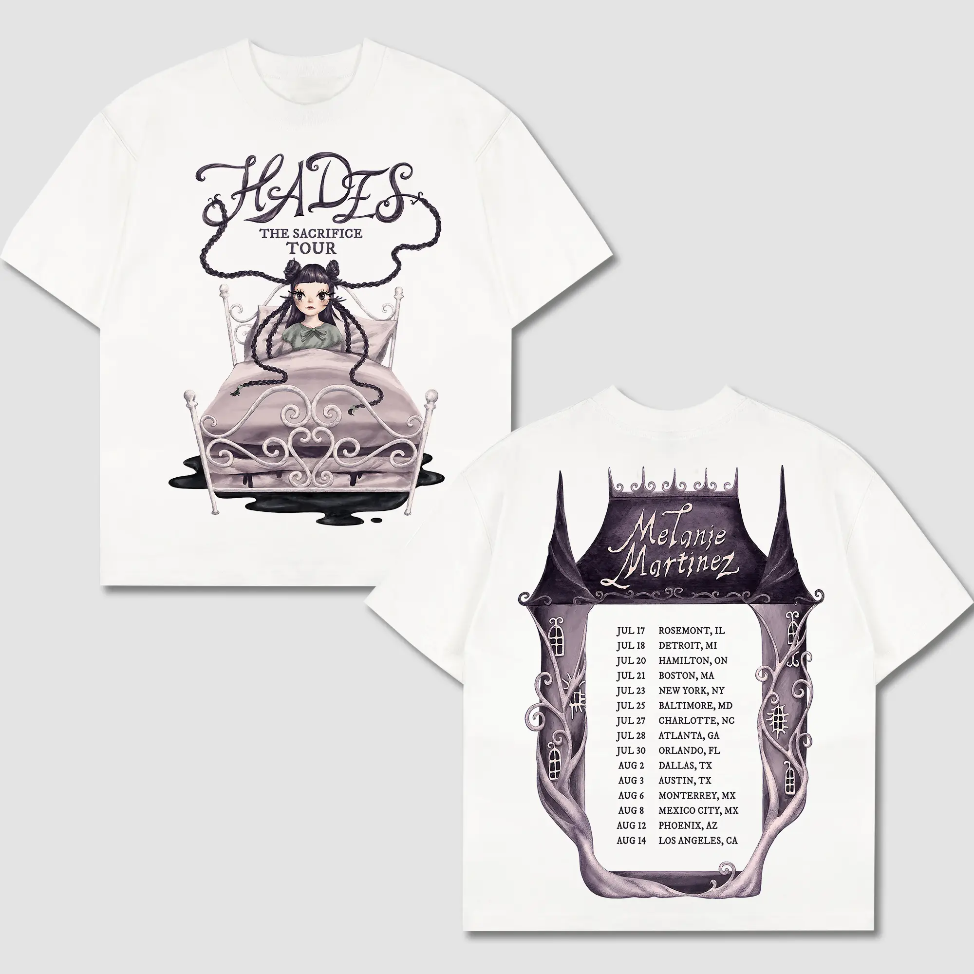 Melanie Martinez Graphic Tee, Hades The Sacrifice Tour Back Print Shirt, Lizard Cameo Frame T-Shirt, Crybabies Alt Pop Concert Merch, Pastel Goth Fairycore Fan Gift, Vintage Wash Heavyweight Oversized Streetwear