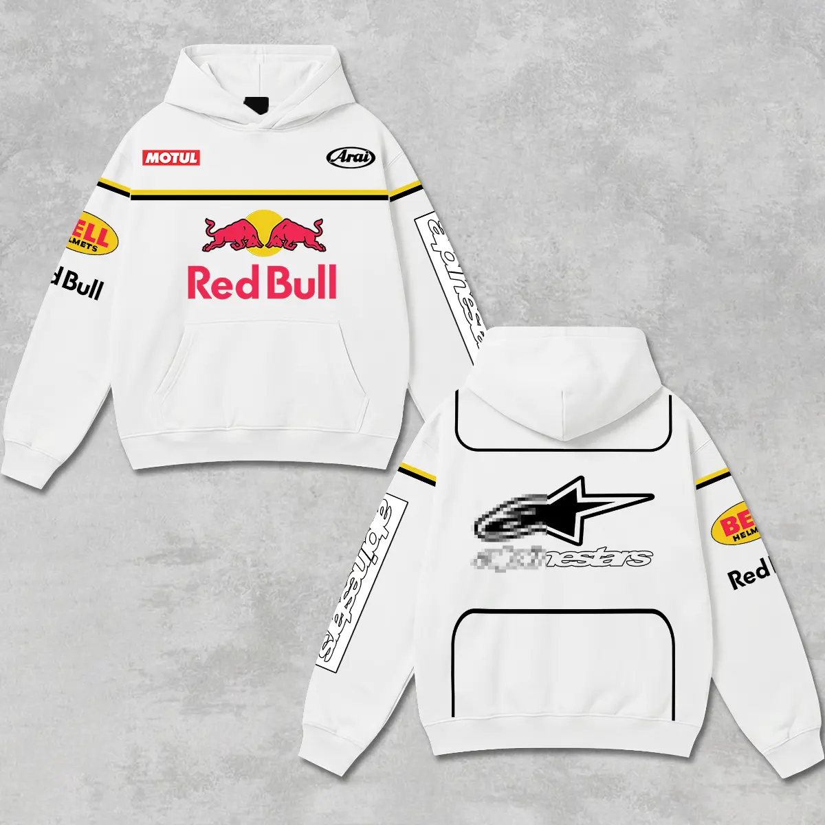 Retro Motul x Bell Helmets x Red Racing Hoodie Vintage Washed Grey, Motor World Championship Enthusiast, Motorcycle Off-Road Dirt Bike Graphic Streetwear, Heavyweight Biker Sweatshirt, Retro Moto Gear Motorbike Apparel Men’s Grunge Y2K Racing Jacket Style