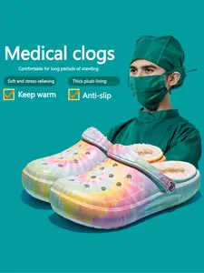 Hospital Medical Casual Clogs Nursing Shoes, Anti-Slip Non Slip Soft Surgery Room Work Shoes, Lightweight Comfortable Winter Slip-On Indoor Slippers