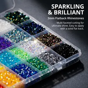 30000 Pcs 24 Colors Jelly Synthetic Rhinestones for Bedazzling, 3mm Multicolor Resin Flatback Synthetic Gems for Diamond Art, Bedazzler Kit for Crafting Book Shoes Nail Art