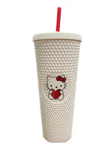 Kawaii Kitty Valentine 24oz Reusable Tumbler Cup with Lid and Straw BPA Free