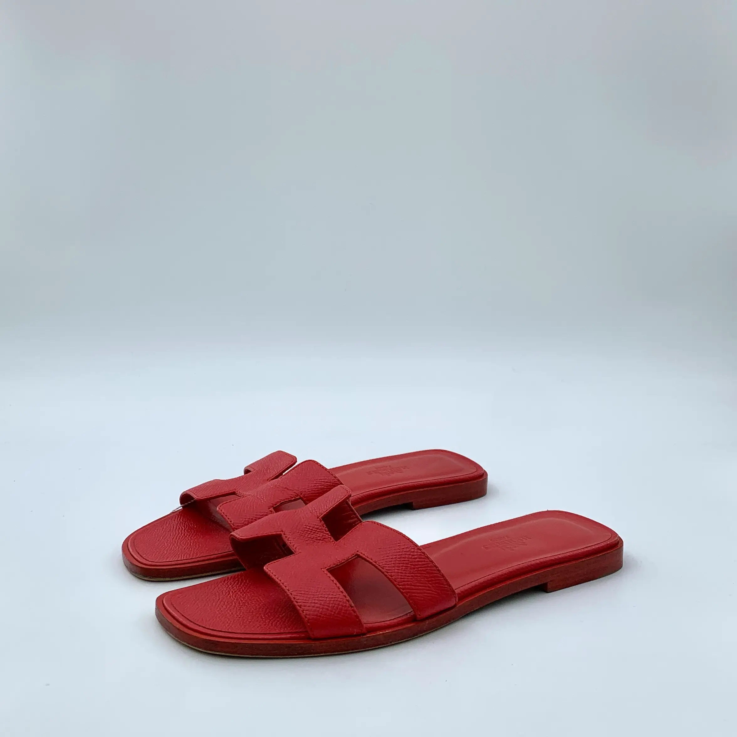 RDLT-Hermes Size 36.5 Red H Oran Flat Slide Sandals-X36043