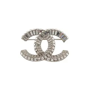 Pre-owned 【Alea】CHANEL Caramel Square Diamond Double C Brooch Alloy