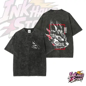 Fox Devil  T-Shirt, Aki Hand Sign, Chainsaw Devil--Short Sleeve Cotton Unisex Retro wash Tee