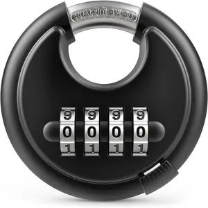 4-Digit Combination Lock, Keyless Security Padlock with Hardened Steel Shackle, Secure Combination Lock for Outdoor Sheds, Gates, Storage Units