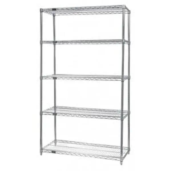 Quantum Storage Chrome Wire Mesh Freestanding Tower Rack Shelf - 5-Shelf Commercial Grade Metal Unit, Rectangle Posts, 18x30x86 in, Home Organizer for Dry Storage, Storage Unit