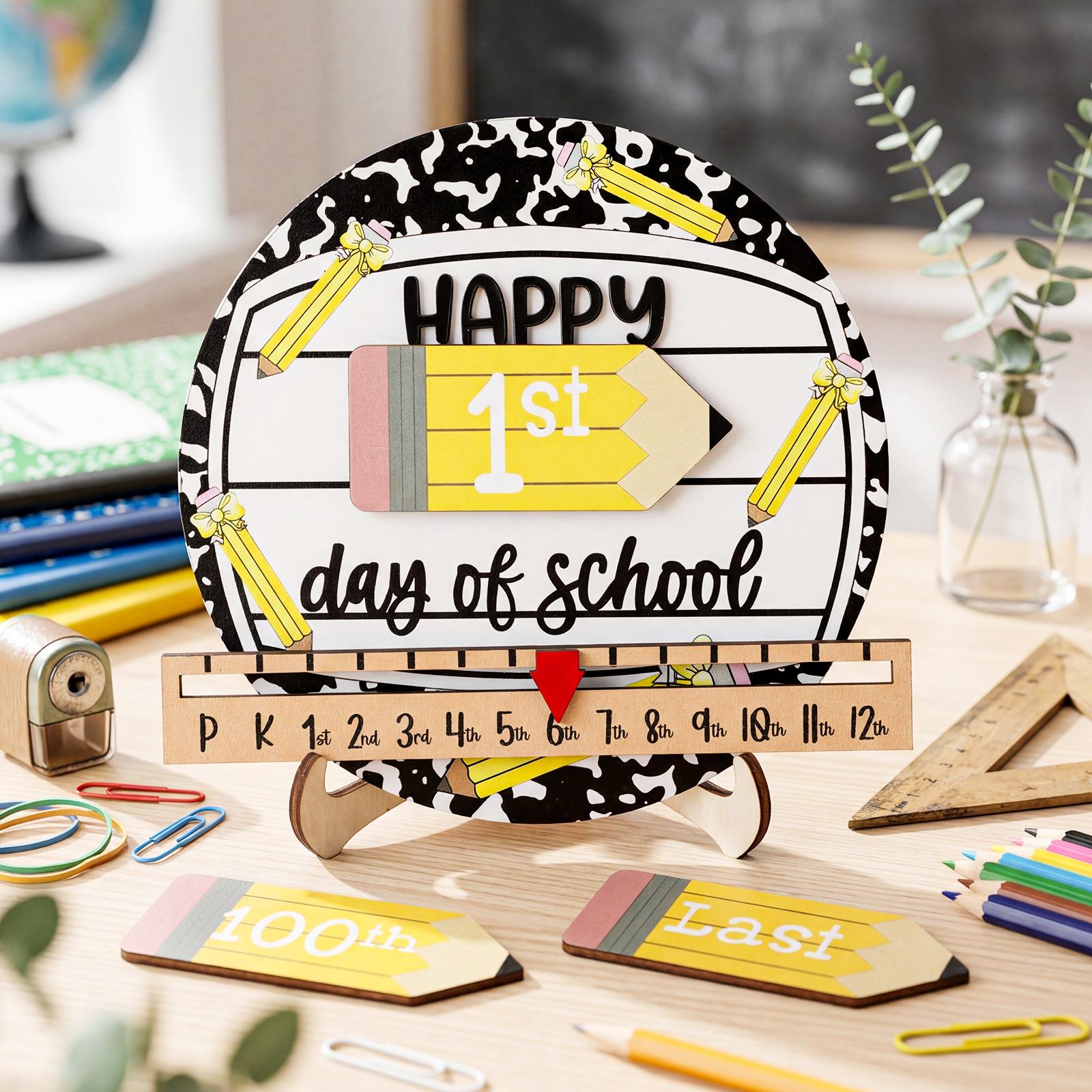 First & Last Day of School Sign Reusable Dry Erase 8" - Back to School Board Gifts Wooden Pencil Style, Cute Pencil Bow Notebook Design for Pre-K Kindergarten Photo Props First Day Last Day Traditions Teachers Parents Essentials Class of 2026 First & Last Day of School Sign Reusable Dry Erase 8" - Back to School Board Gifts Wooden Pencil Style, Cute Pencil Bow Notebook Design for Pre-K Kindergarten Photo Props First Day Last Day Traditions Teachers Parents Essentials Class of 2026