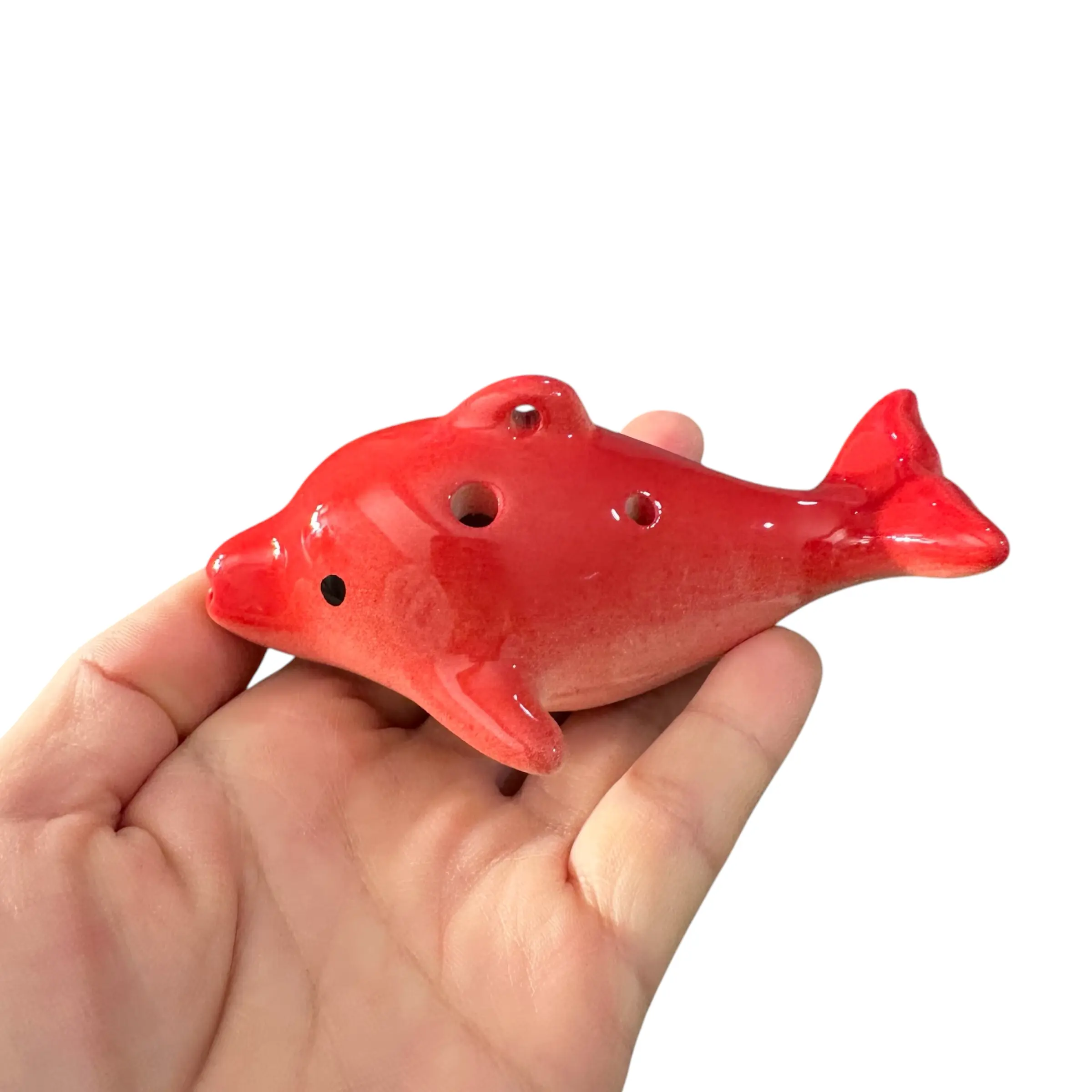 Ceramic Dolphin Ocarina - Red Unisex Portable & Lightweight Wind Musical Instrument for Collectors, Musicians, 14+ Years, Artistic Design, Easy to Play, 4.5"x2.5"x2", 2.7oz (Toys & Hobbies)