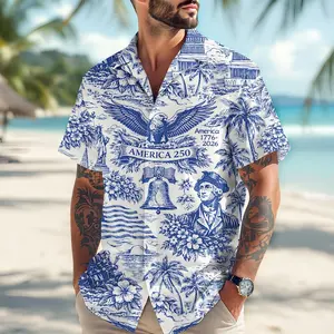 America 250 Hawaiian Shirt 1776–2026, Vintage Patriotic Shirt, 250 Years of America Celebration Button Down