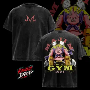 Majin Buu - DBZ Vintage Tees Washed Graphic Tshirt Oversized Clothes Men Streetwear Gift for Men