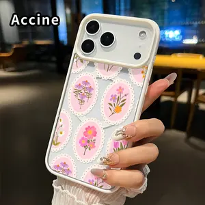 Magnetic Phone case for iPhone 17 16  Pro Max Plus 15 14 13 12 11 Air E Floral Delight Tapestry Pattern Non-Yellowing Shockproof Soft Silicone Transparent Acrylic Cover Supports Wireless Charging