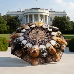 Vintage Circular Cat Umbrella, portable and foldable design, 8 ribs, a casual accessory for Halloween, Christmas, and birthday gifts. Y260108009