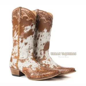 DAKOTA DUST HANDTOOLED BOOTS-TAN & WHITE