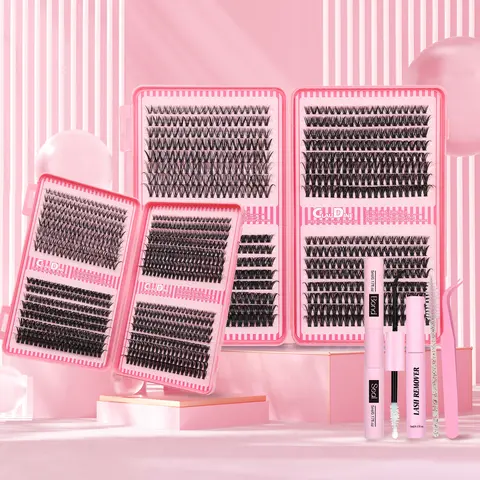 SDKSDK DIY Dramatic Lash Cluster Kit for Adults - 680pcs D Curl 30D+40D*2+50D 10-16mm Lashes, Hypoallergenic Eyelash Glue Extension, Self Treat Accessories Bundle False Eyelashes & Adhesives, At-Home Salon Tools