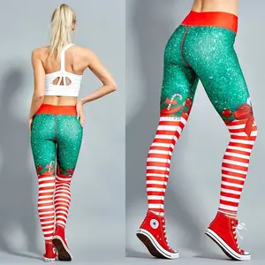 High Waist Fashion Leggings Women Fitness Running Yoga Leggings Pants Energy Gym Tight Leggings  Christmas printed Leggings