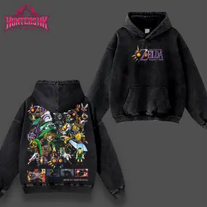 HuntersHK The Legend of Zelda Majora’s Mask Hoodie, Vintage Game Graphic Hoodie, Oversized Acid Washed Pullover, 100% Premium Cotton Pre-Washed Unisex Top, Classic Gaming Streetwear, Anime Adventure Fan Gift Hoodie