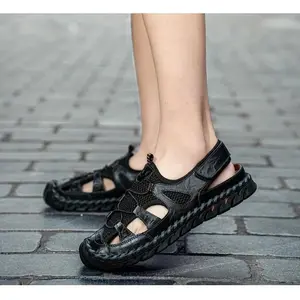 Men's Genuine Sandals- Breathable Retro Summer Casual Shoes with Adjustable Straps, Lightweight and Durable Rubber Soles, Suitable for Beach, Daily Wear, and Outdoor Activities, Beach Shoes, Retro Style Shoes, Handmade Sandals
