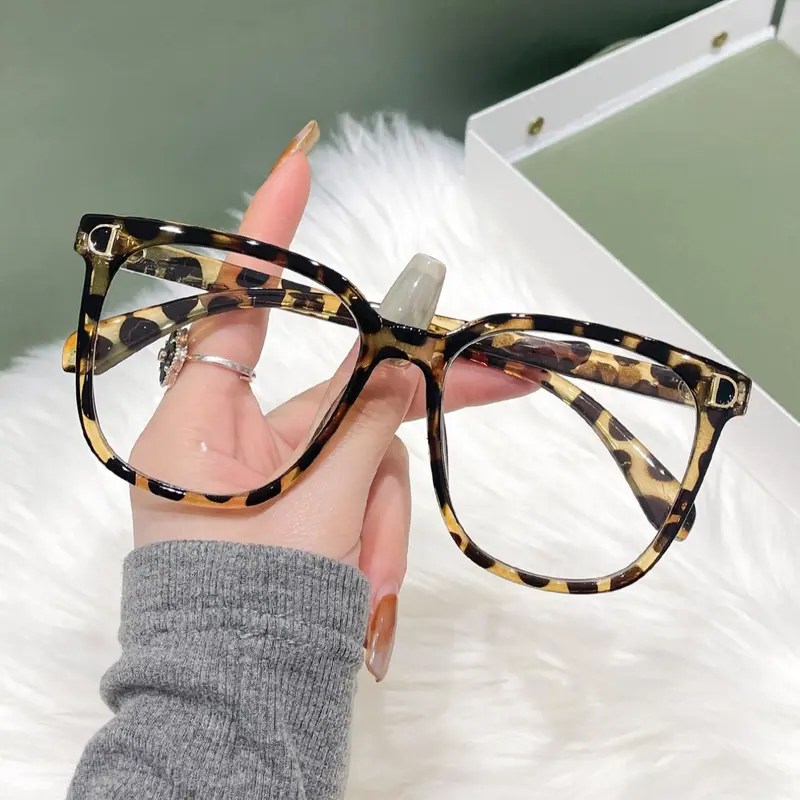 Fashion Random Pattern Square Frame Eyeglasses, Anti-blue Light Eyeglasses for Women & Men, Fashion Eyeglasses for Work, Casual Eyeglasses, Daily Clothing Decor, Perfect for Student Daily Use, Leopard Pattern Eyeglasses, Stylish Eyeglass, Fashion Eyewear