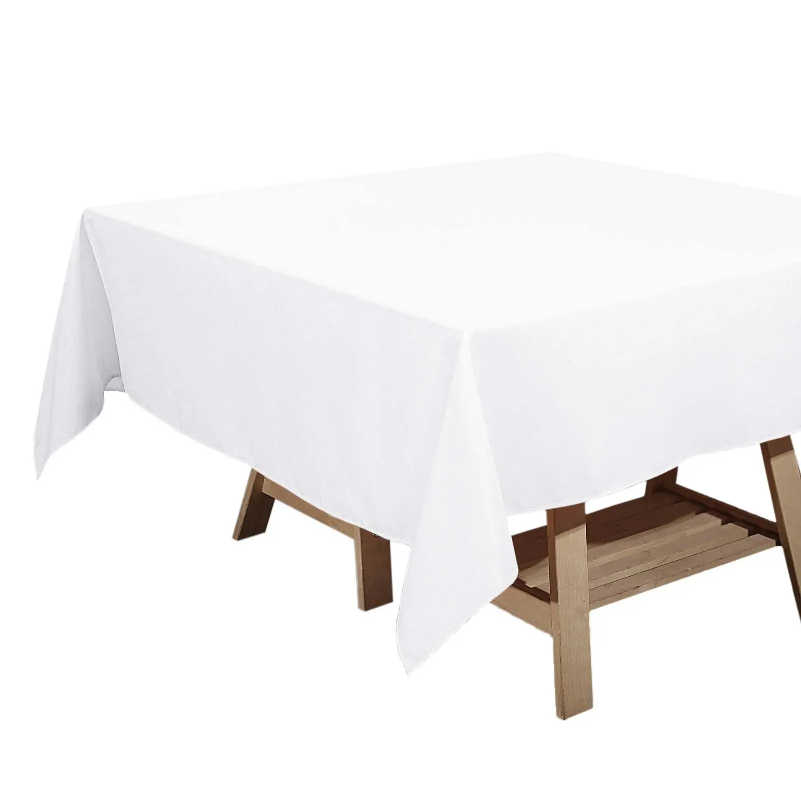 White Polyester 70"x70" Square Tablecloth - Wrinkle-Resistant, Durable Washable Table Cover for Christmas, Birthday, Wedding Events, Prom, Art Deco