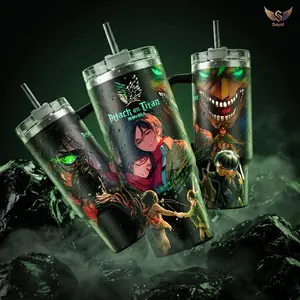 [Eren Version] Mikasa Love Eternal ATTACK ON TITAN Couple Graphic Sayal 40 oz Vacuum Insulated Cup Straw Keeps Drinks Hot Cold 12H+ For Anime Lovers Romantic Aesthetic Vibes Eremika Style Steel Comfort Handle Mug Gift For Fans