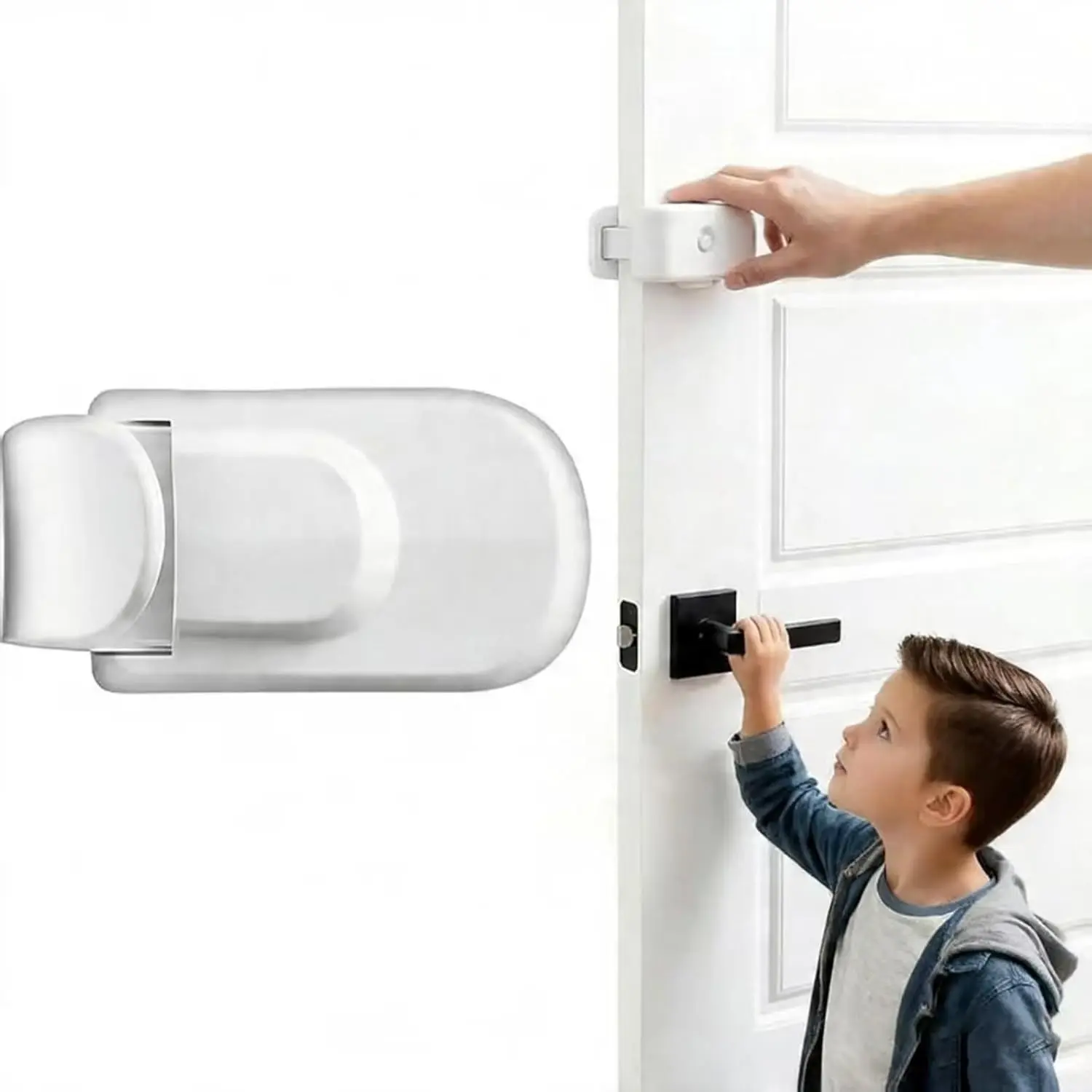 Child Proof Door Lock, SUVEUS Snap-On Door Knob Safety Lock, Door Handle Child Lock, Childproof Lock for Home Safety, No Tools Required (1Pcs)